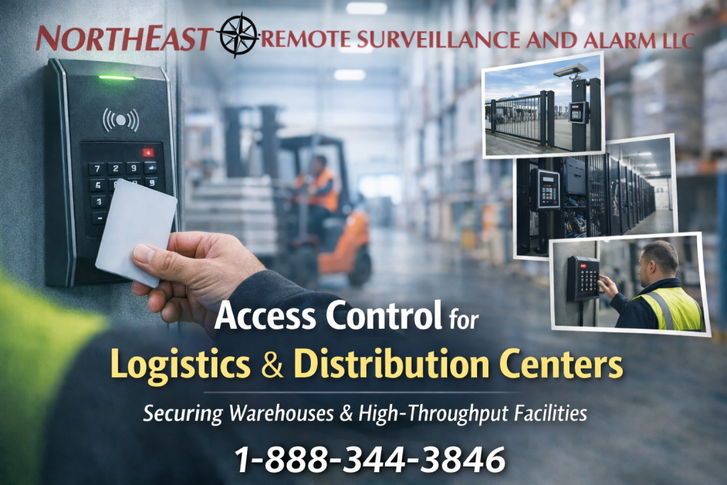 Access control system for logistics and distribution center entrances, dock offices, gates, and restricted warehouse areas