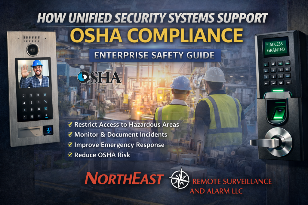 Unified security systems supporting OSHA compliance with access control, video surveillance, and enterprise safety monitoring by Northeast Remote Surveillance and Alarm, LLC