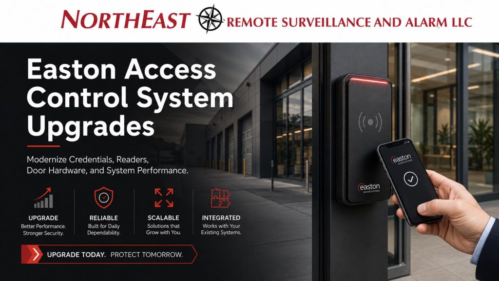 Commercial access control systems in Easton Pennsylvania with employee credentials controlled doors readers locking hardware schedules and commercial entry management