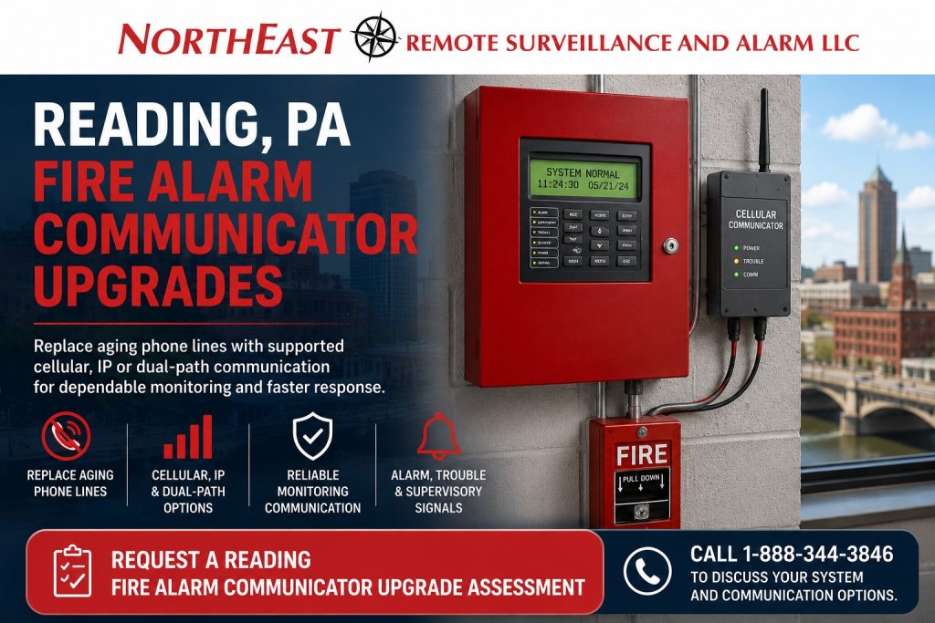 Reading PA Fire Alarm Communicator Upgrades NERSA Commercial fire alarm panel and cellular communicator upgrade at an existing business in Reading Pennsylvania