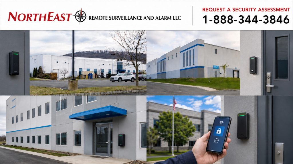 Allentown PA Warehouse Access Control Systems NERSA Warehouse access control system in Allentown, PA securing employee entrances, shipping offices, inventory areas and restricted warehouse doors.