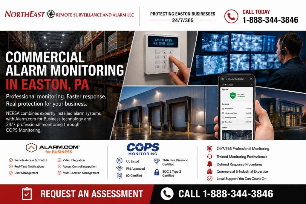 Commercial Alarm Monitoring Easton PA NERSA