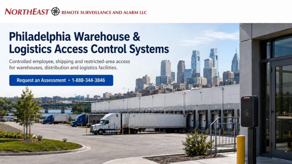 Philadelphia warehouse and Logistics Access Control Systems NERSA Warehouse access control system in Philadelphia PA protecting employee and shipping entrances