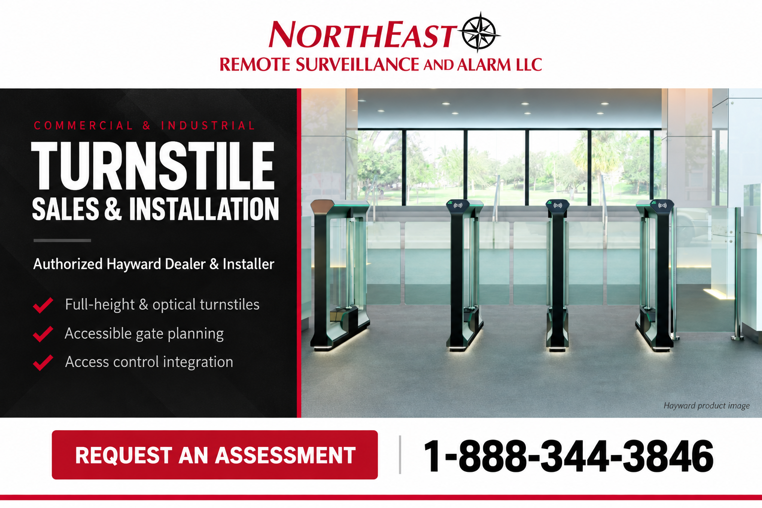 NERSA Hayward turnstile sales and installation — request an assessment at 1-888-344-3846