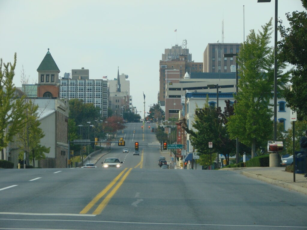 Hamilton Street and downtown buildings in Allentown