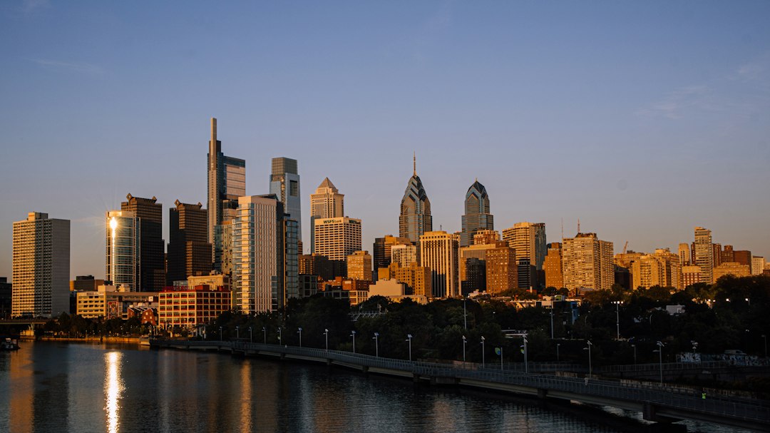 Real photograph of the Philadelphia skyline above the Schuylkill River